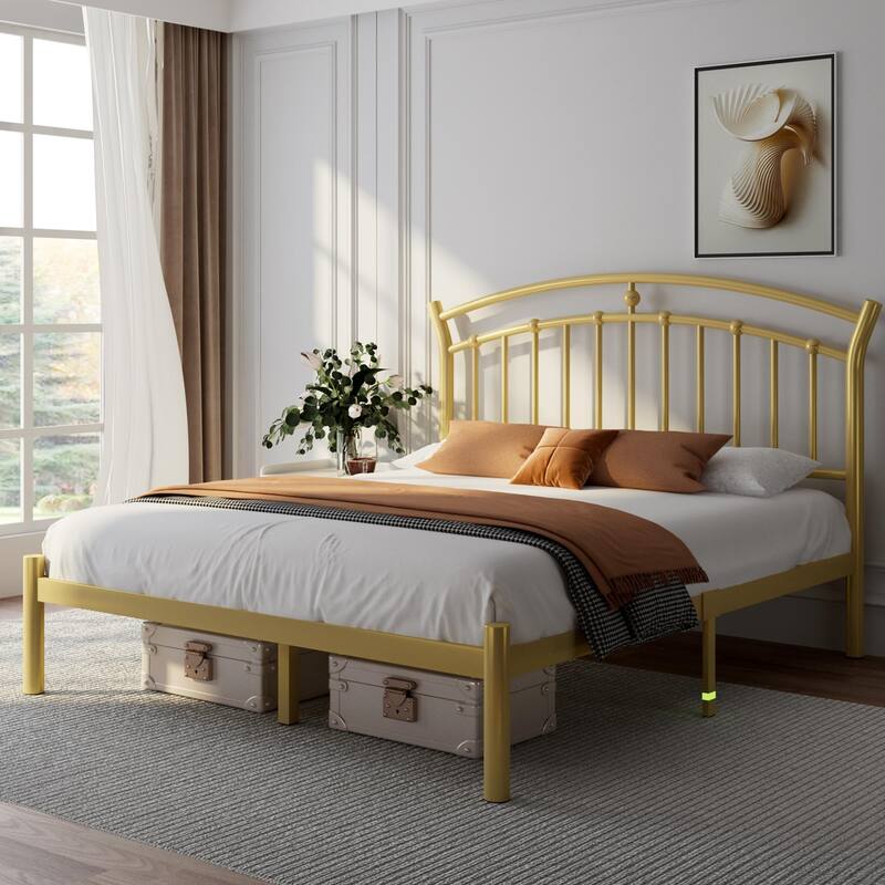 Full Bed Frame, HeavyDuty Metal Bed Frame with 13 Hardened Steel Slats